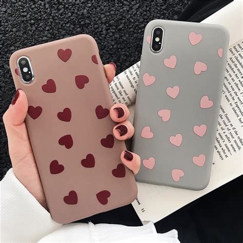 Gimfun Korea Pink Love Heart Phone Case For Iphone Xs Max Xr Anti Knock
