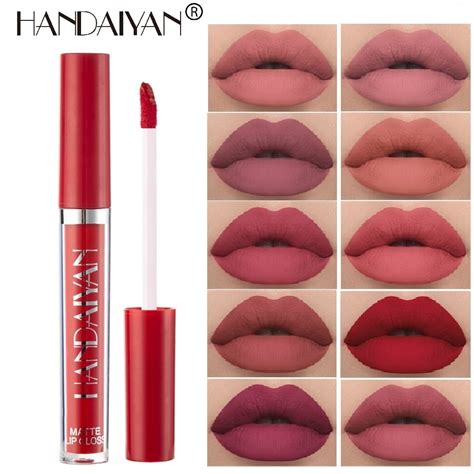 Handaiyan Colors Matte Lip Gloss Waterproof Lipgloss Red Nude Long