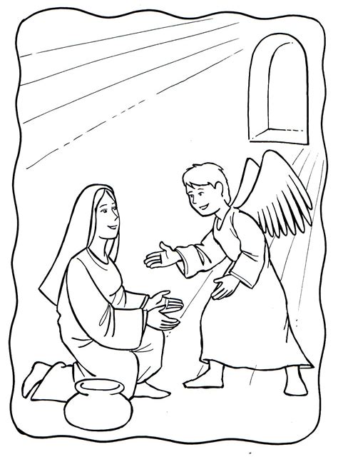 Coloring Sheet Angel And Mary Bing Images Bible Images Sunday School