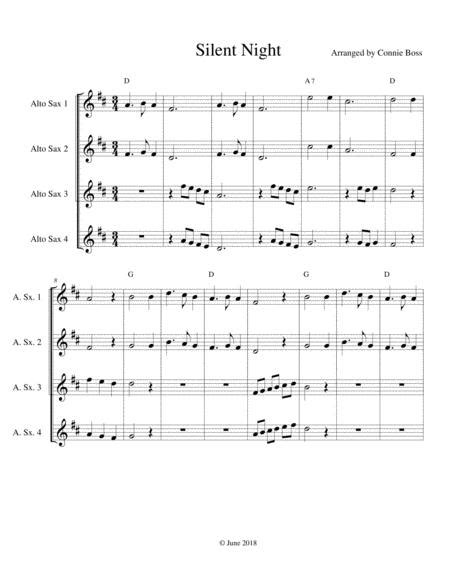 Preview Silent Night Alto Saxophone Quartet S0577025 Sheet Music Plus