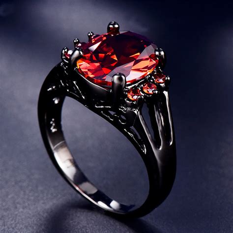 Sterling Silver Redpurple Gemstone Ring For Women Gothic Wedding Ring