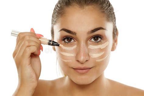 Woman Applying Concealer Stock Photo Image Of Skincare 105402014