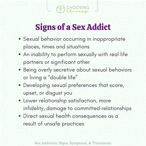 Sex Addiction Signs Symptoms Treatments
