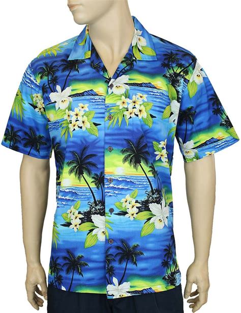 Men S Cotton Aloha Hawaii Sunset Shirt FA 04311 Shirts Mens