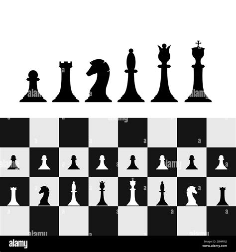 Set Of Chess Pieces On Chessboard Chess Strategy And Tactic Vector
