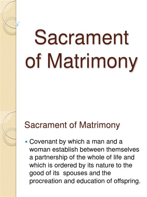 Sacrament Of Matrimonypptx Wife Marriage