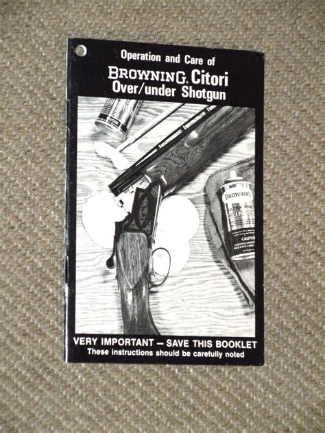 Vintage Browning Citori Over Under Shotgun Owner S Manual Excellent Condition Ebay