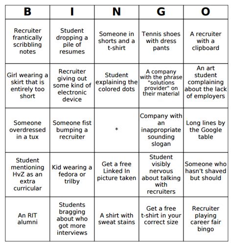 Since It Hasnt Been Posted Yet Career Fair Bingo Rrit