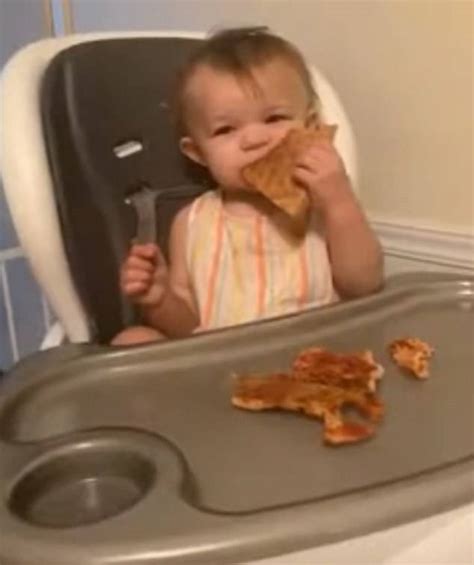 Adorable Moment Baby Eats Pizza For The First Time Bluemull