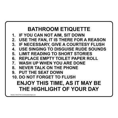 Bathroom Etiquette If You Can Not Aim Sit Sign Nhe In