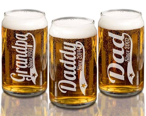 Fathers Day Single 16 0z Beer Can Glass Personalized With Etsy Beer Glass Design Beer Glass