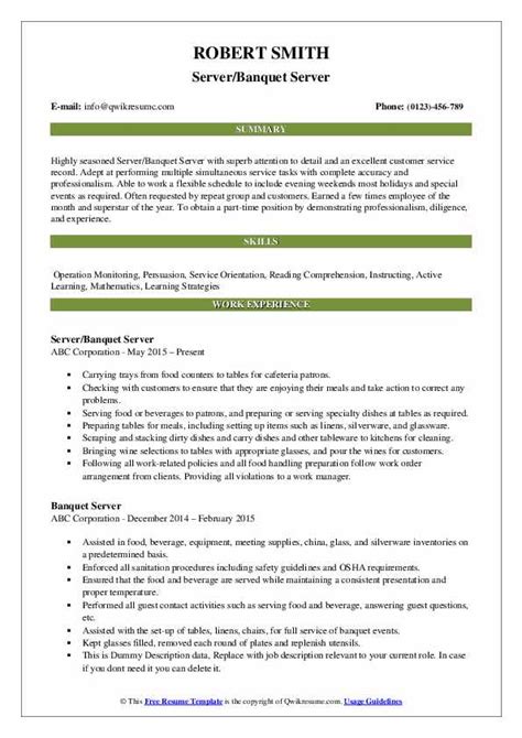 Banquet Server Resume Example Resume Guide Resume Exa