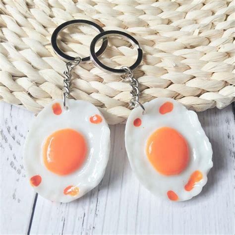 Finding the best egg rings: Creative simulated food Keychain Pendant Resin Fried egg ...