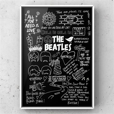 The Beatles Lyric Album Song Doodle Sketch Poster Print Poster