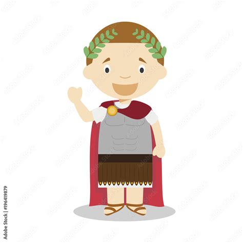 Julius Caesar Cartoon Character Vector Illustration Kids History