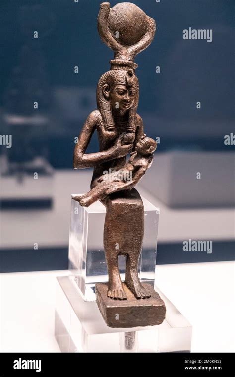 statuette of the goddess isis with her son horus bronze late period egypt collection of the