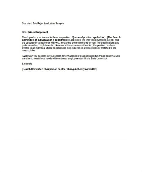 The purpose of this unemployment appeal letter is to ask the employment development department of the state of california to reconsider its denial of an unemployment appeal letter format should begin by concisely stating the purpose of the letter. 9+ Job Rejection Letters - Free Sample, Example, Format ...