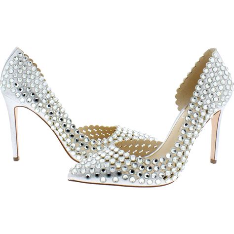 jessica simpson women s preppi crystal rhinestone pointed toe stiletto heel pump ebay