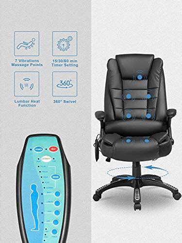 kealive ergonomic massage office chair with heat faux leather high back executive vibrating