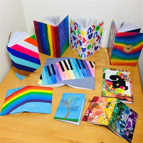 Bright Rainbow Notebook Handmade Journal Mini Diary Rainbow Etsy