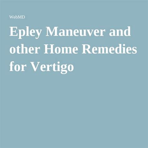 Epley Maneuver And Other Home Remedies For Vertigo Health And Fitness