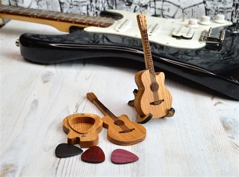 Guitar Shaped Box With Personalized Guitar Pick For Gift To Guitar