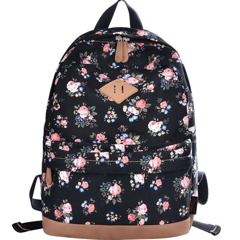 Dgy School Backpacks Canvas Backpacks Cute Floral Printed Backpack For