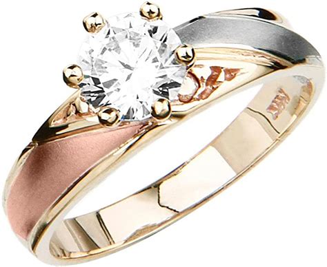 14k Tri Color Gold Wedding Engagement Ring Size 9 Uk