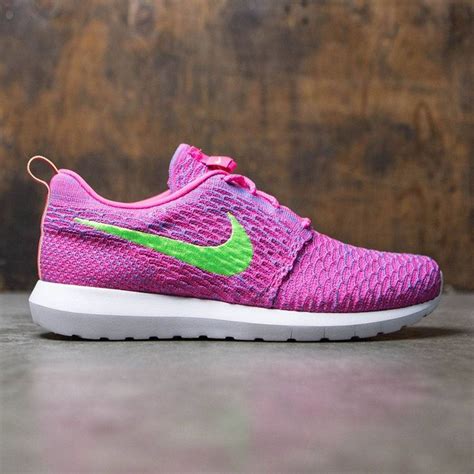 Nike Men Flyknit Roshe Run Pink Blue Neon In 2021 Pink Nike