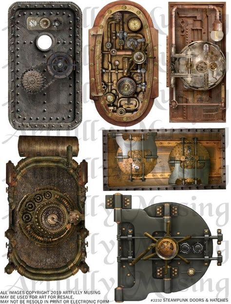 Steampunk Doors Collage Sheet Digital Printable Instant Etsy