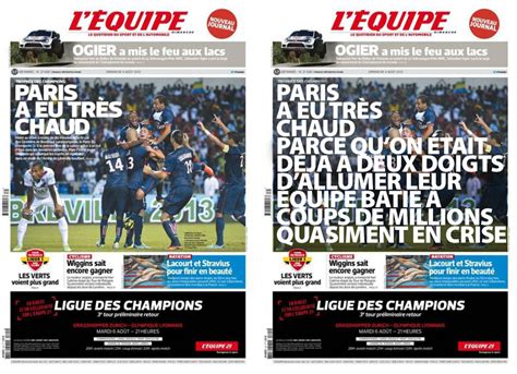 L'equipe is infamous for its stingy match ratings, and mbappe was unable to break into an exclusive group of players deemed to have played the perfect match by the french publication. La une de L'Équipe à laquelle le PSG a échappé aujourd'hui ...