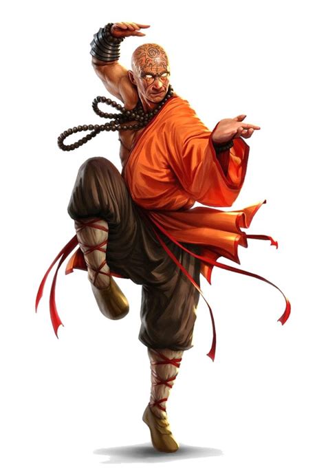 Male Human Monk In Orange Pathfinder Pfrpg Dnd Dandd 35