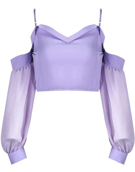 Purple Spaghetti Strap Off The Shoulder Crop Top Sheinsheinside