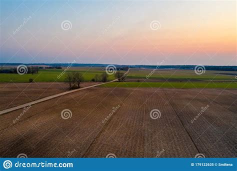 Aerial View Of Agricultural Fields In Spring Stock Image - Image of green, agricultural: 179122635