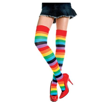 Rainbow Knee High Socks Rosy Rainbow