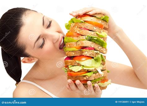 Girl Eating Sandwich Big Bite Stock Image Image Of Cute Hungry