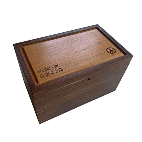 large keepsake box with lock personalized walnut with cherry mad tree woodcrafts®