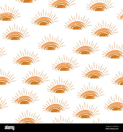 Seamless Creative Pattern Of The Sun At Sunset Or Sunrise Vector Color