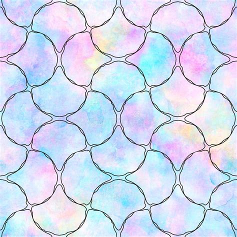 Art Deco Style Abstract Sea Shells Geometric Forms Seamless Pattern