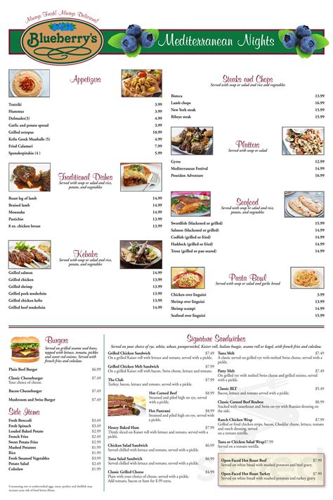 Blueberrys Cafe Menu In Naples Florida Usa