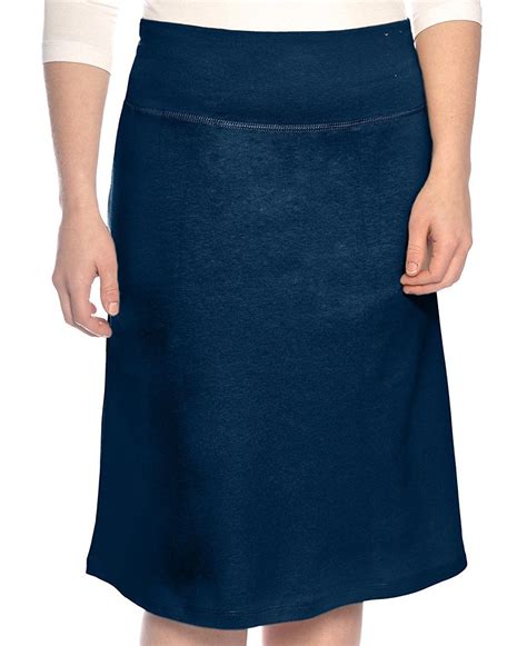 Womens Modest A Line Cotton Spandex Knee Length Sports Skirt Navy