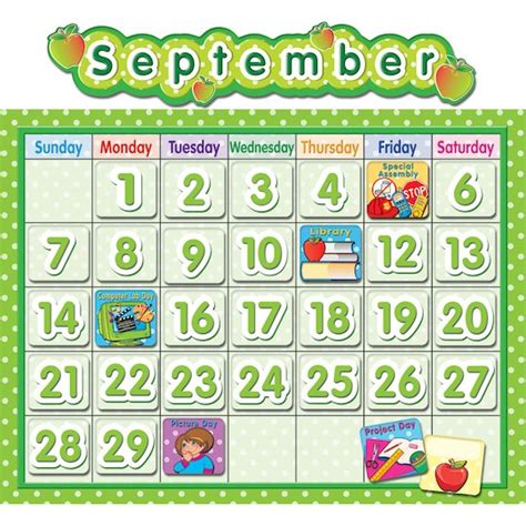 Polka Dot School Calendar Bulletin Board Set By Teacher Created