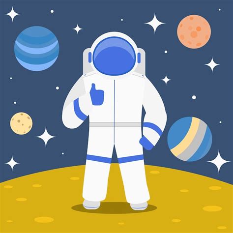 Premium Vector Cartoon Character Cosmonaut On Planet Surface Spaceman