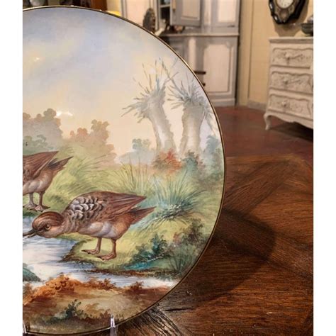 19th Century French Hand Painted Porcelain Bird Platter Signed J