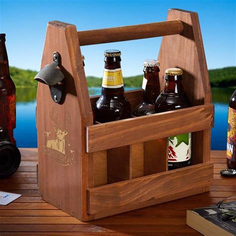 Outdoor Life Custom Beer 6 Pack Carrier Wooden Beer Caddy Beer
