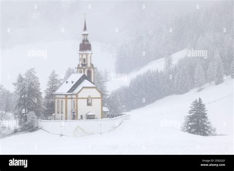 Snow Covered Church St Niklas Tyrol Stock Photo Alamy