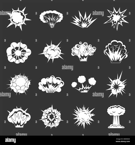 Explosion Icons Set Grey Vector Stock Vector Image And Art Alamy