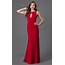 Terani Floor Length Red Sleeveless Dress With Drape