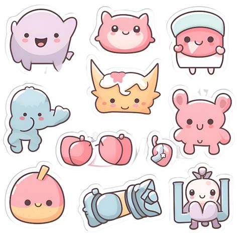 Premium Ai Image Set Of Cute Kawaii Animal Cartoon Stickers Vector
