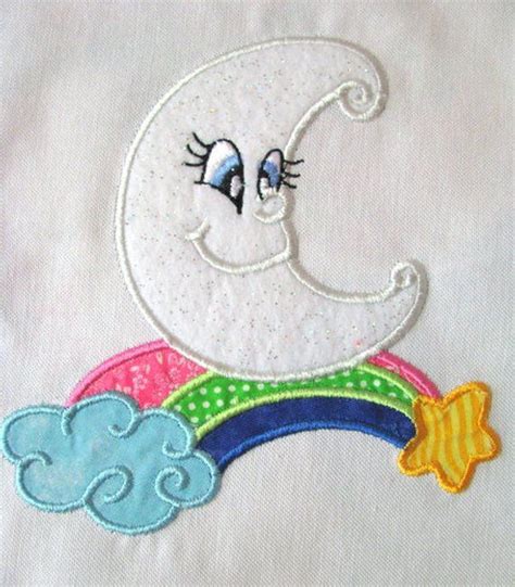 My Little Moon 10 Machine Applique Embroidery Design 5x7 Moon Applique